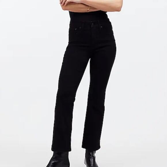 Madewell Women's Mid Rise Flare Kickout Crop Jean Size 26 Tall Black - Picture 1 of 16